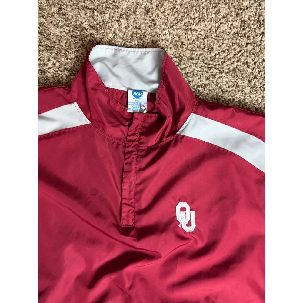 NCAA Oklahoma Sooners Crimson Red Quarter Zip Windbreaker Jacket Mens XL